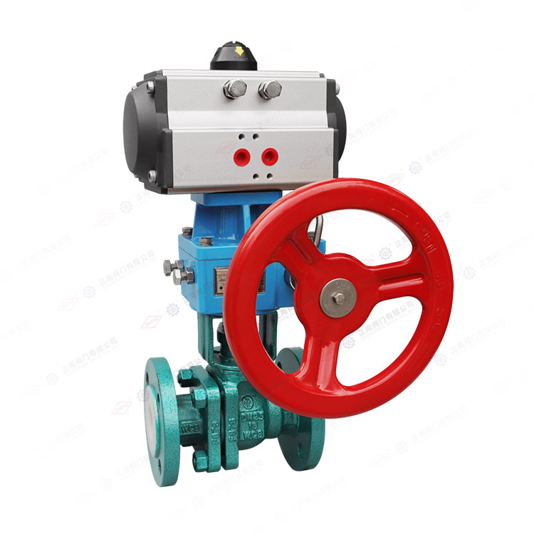 气动带手操衬氟球阀